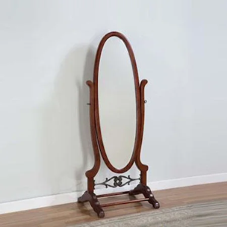 Cheval Mirror with Antique Brass Accents